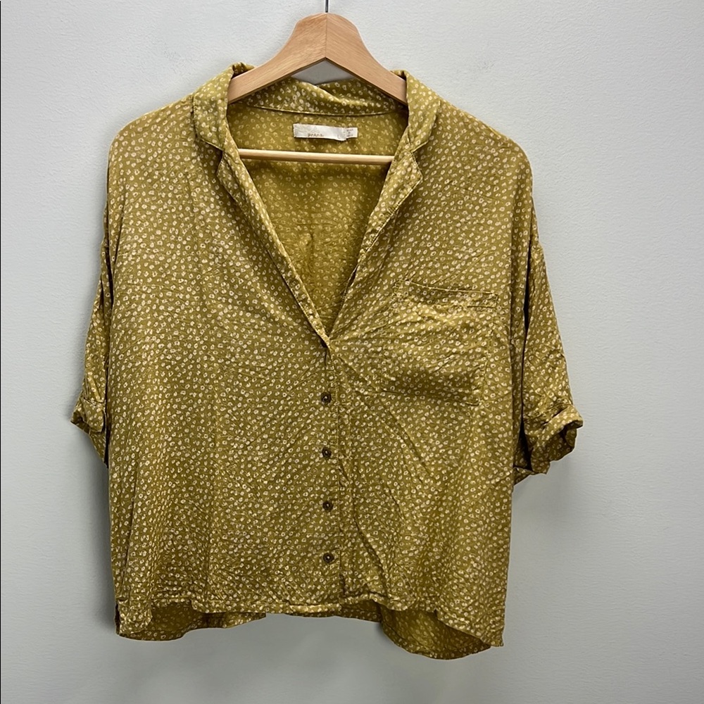 Prana Iguala Top Cropped Button Front Womens Large Sustainable Minimalist Boxy